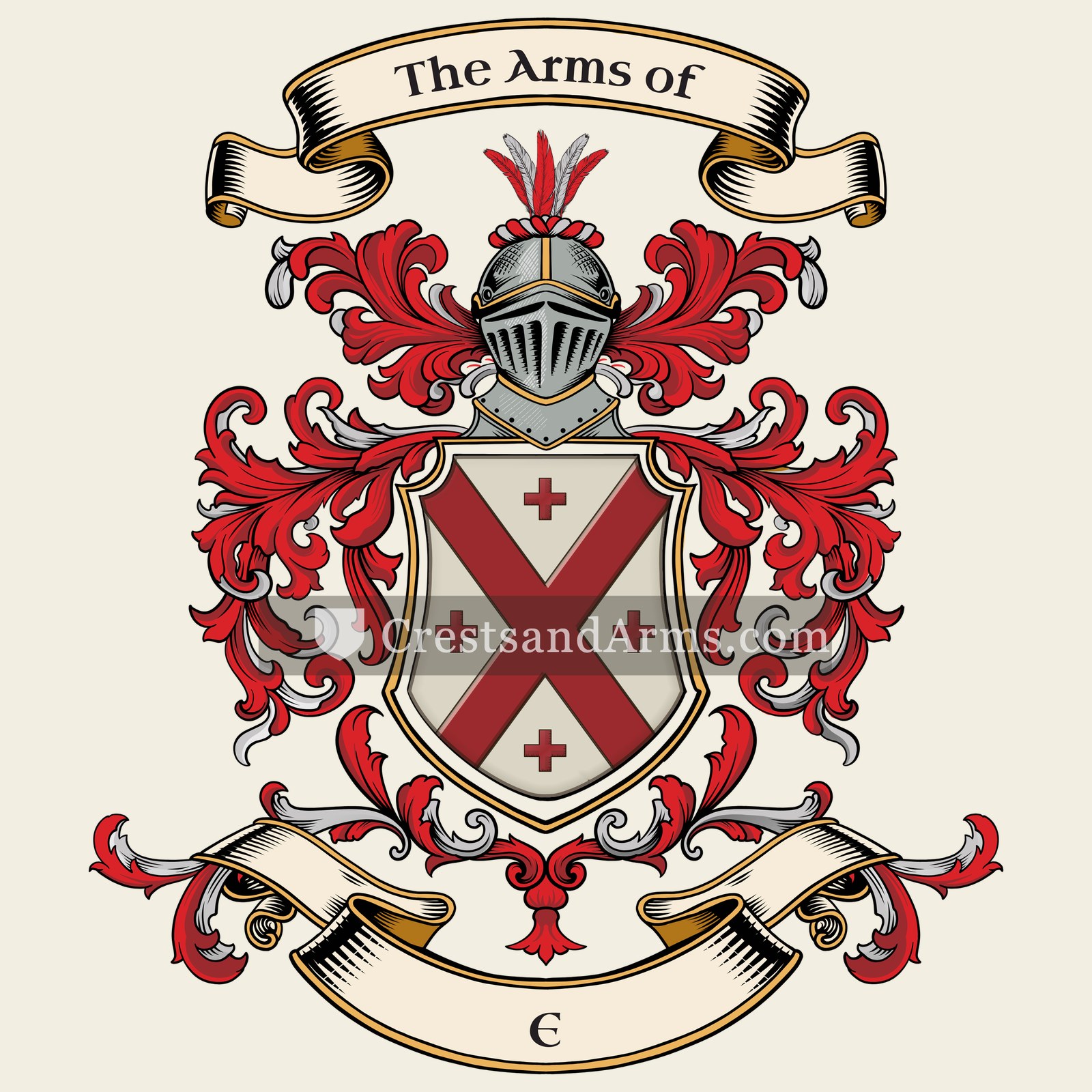 The E coat of arms, drawn from the recorded blazon
