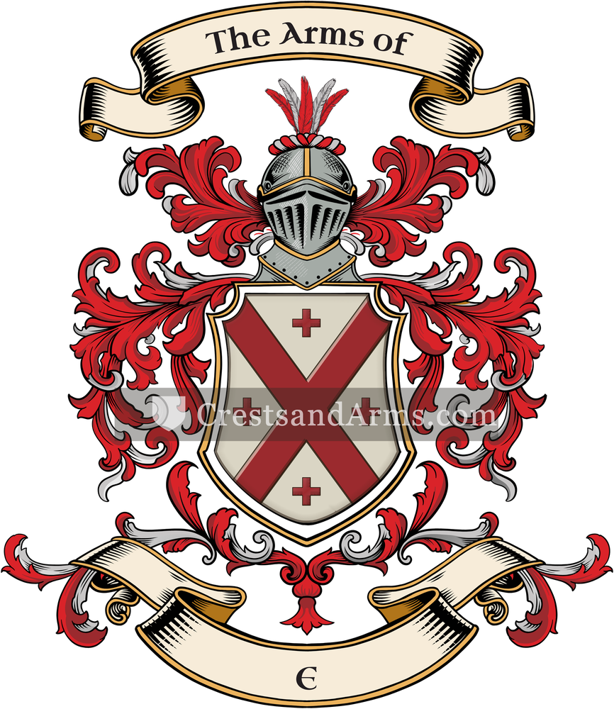 The E coat of arms, drawn from the recorded blazon