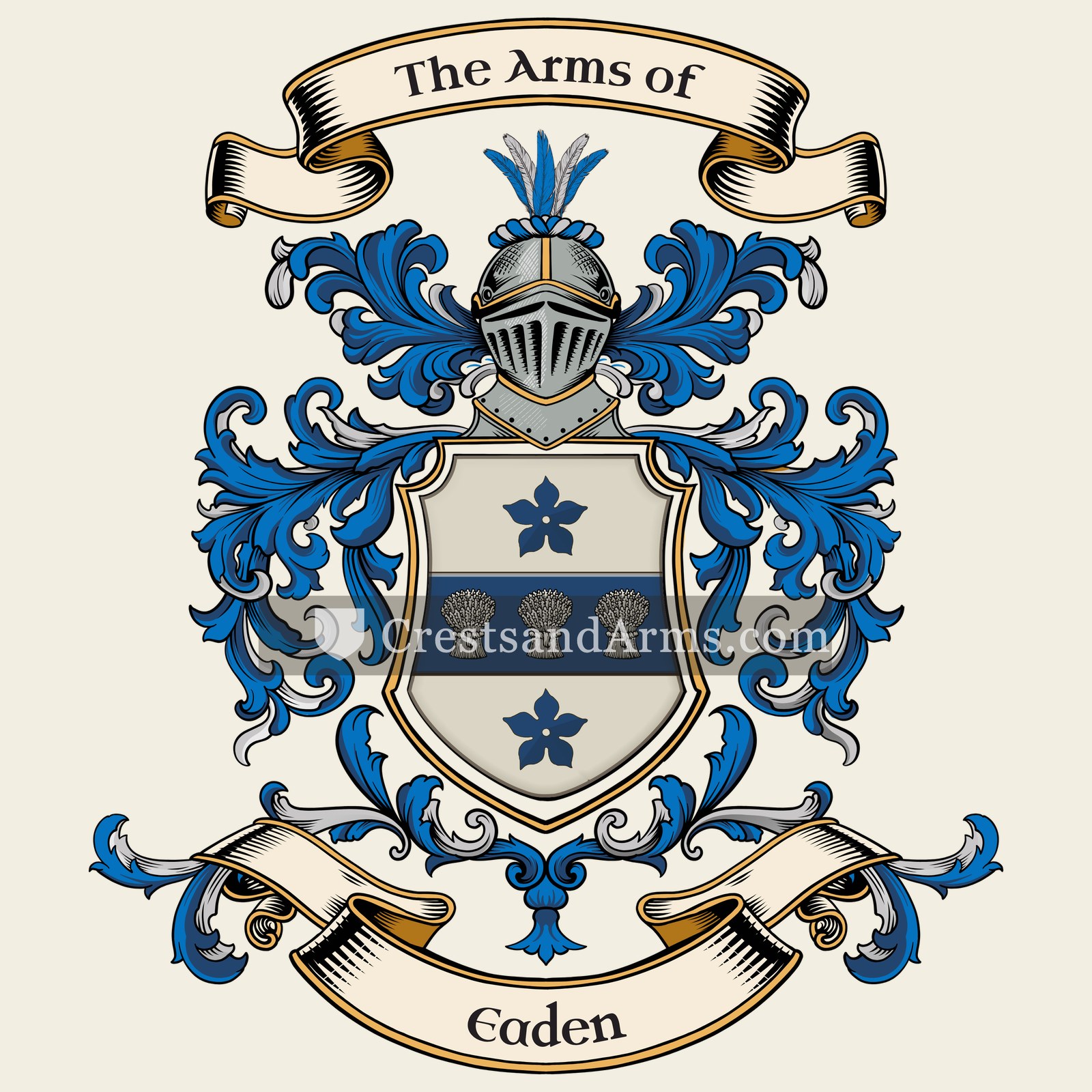 The Eaden coat of arms, drawn from the recorded blazon