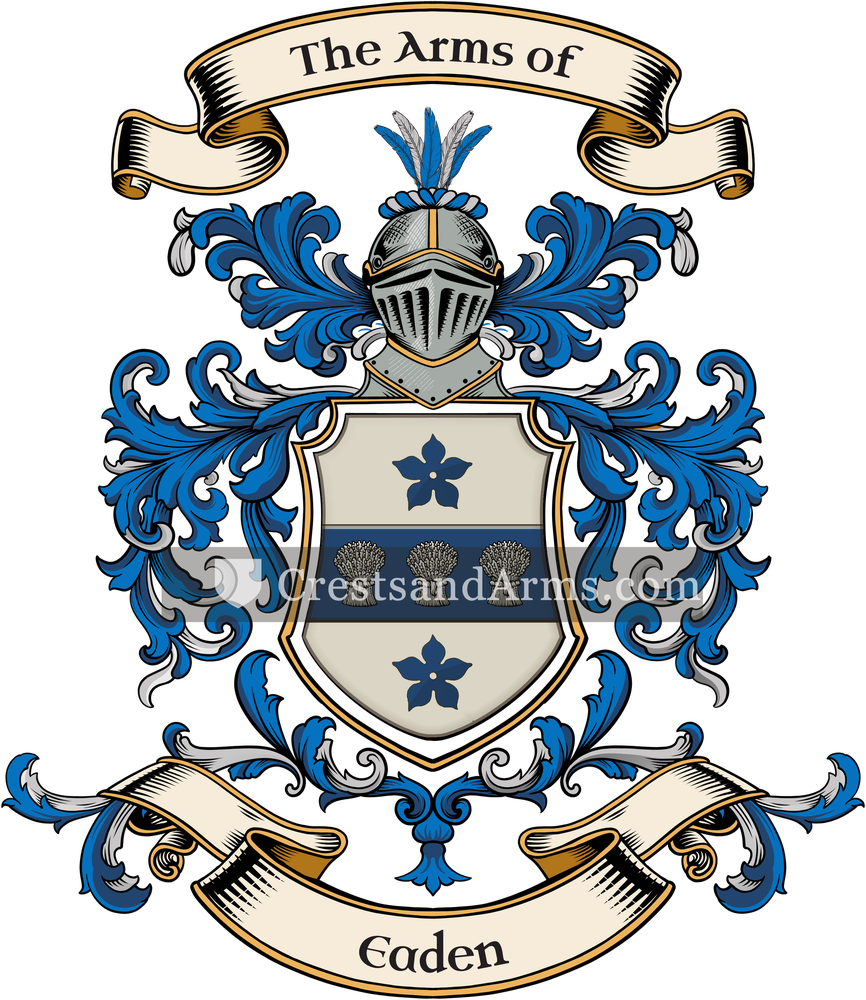 The Eaden coat of arms, drawn from the recorded blazon