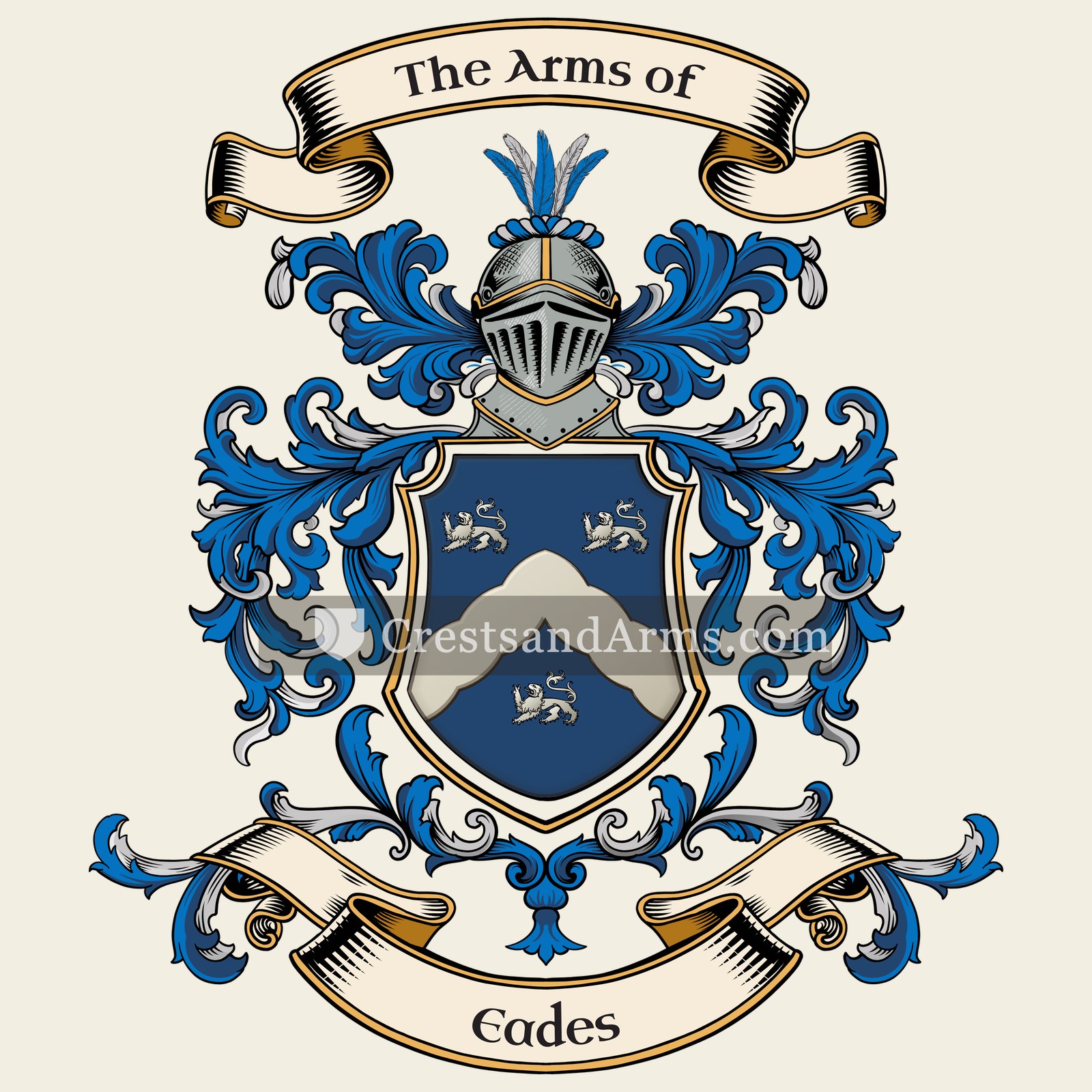 The Eades coat of arms, drawn from the recorded blazon