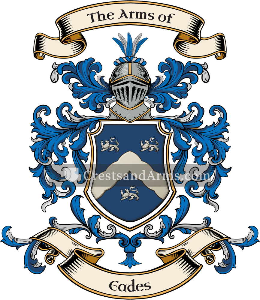 The Eades coat of arms, drawn from the recorded blazon