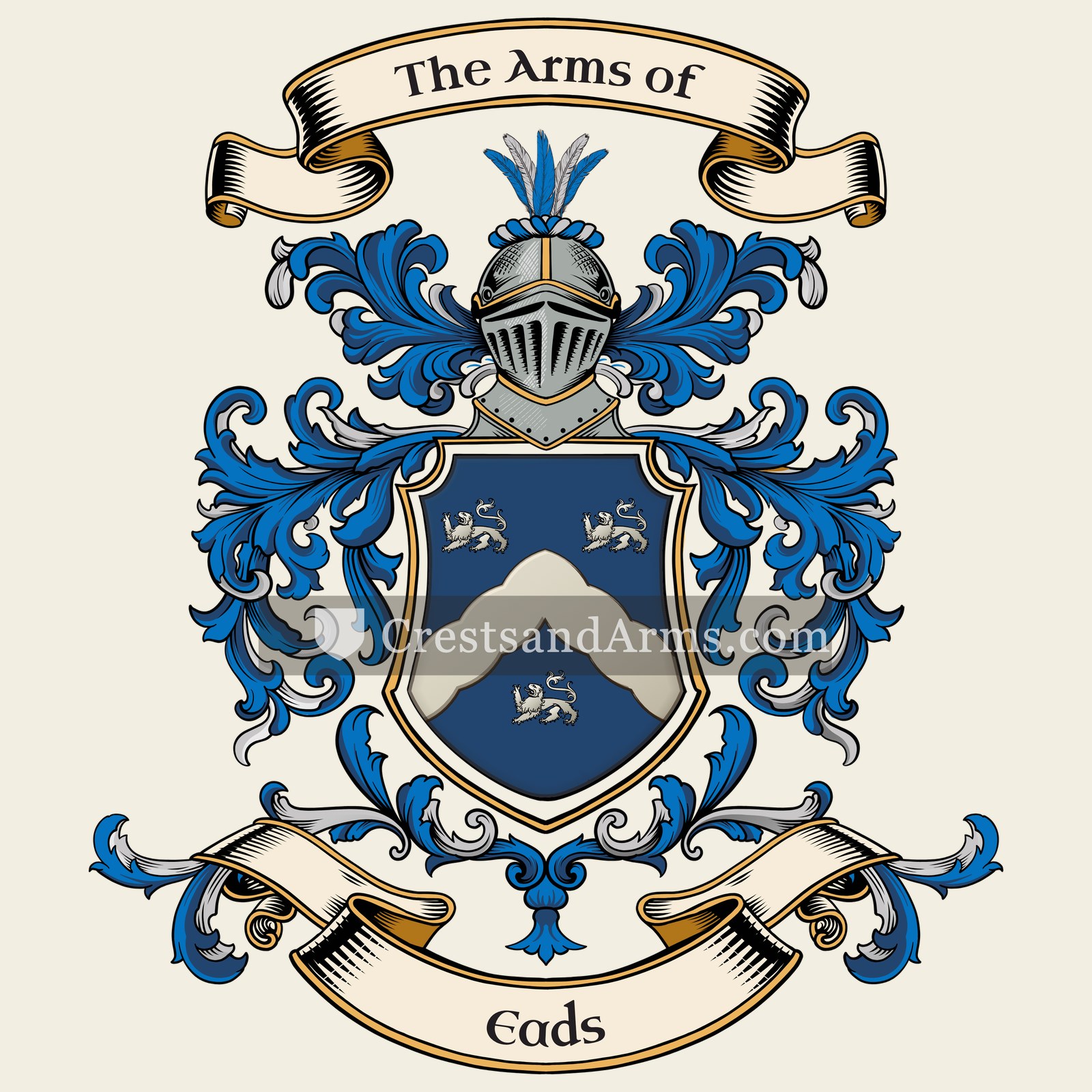 The Eads coat of arms, drawn from the recorded blazon