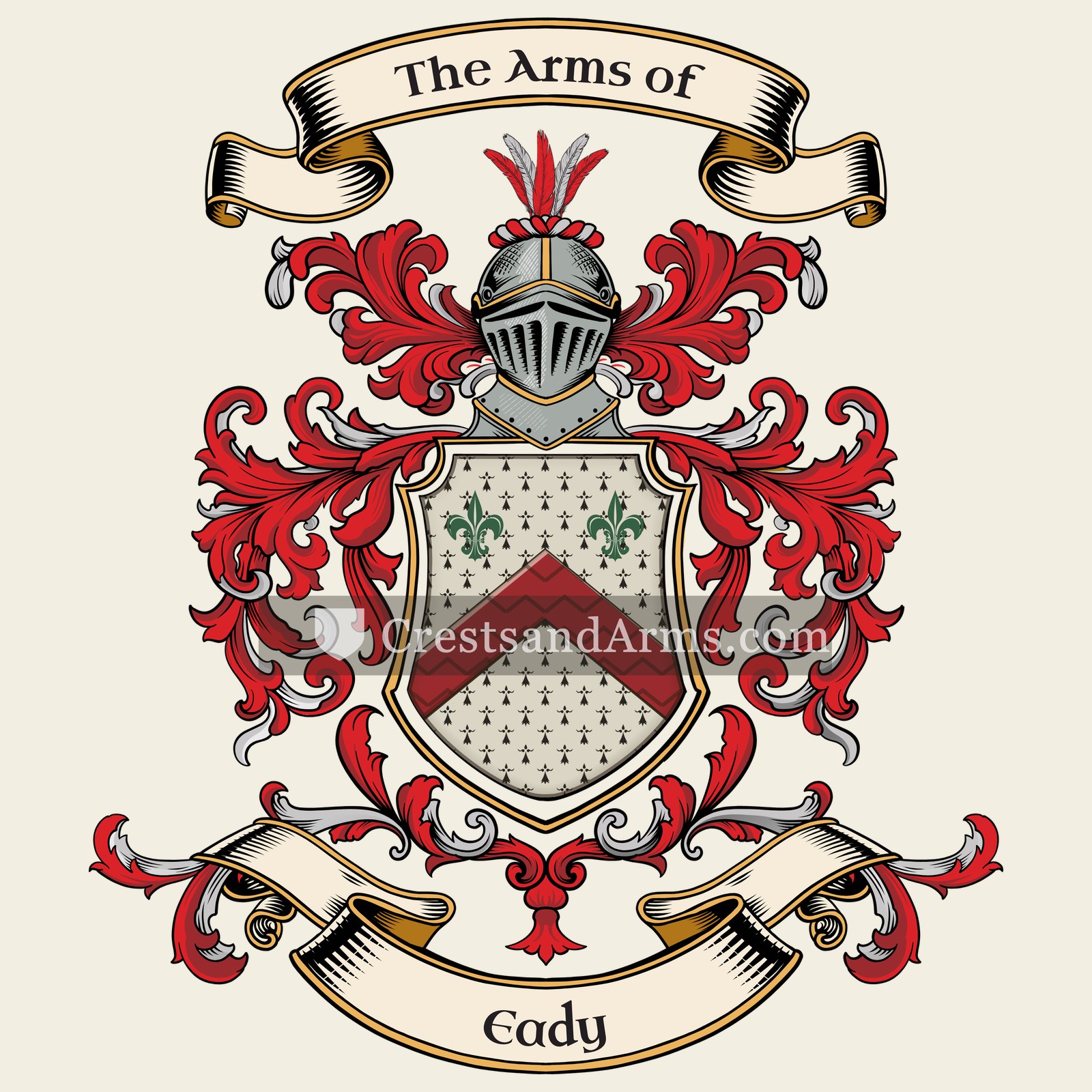 The Eady coat of arms, drawn from the recorded blazon