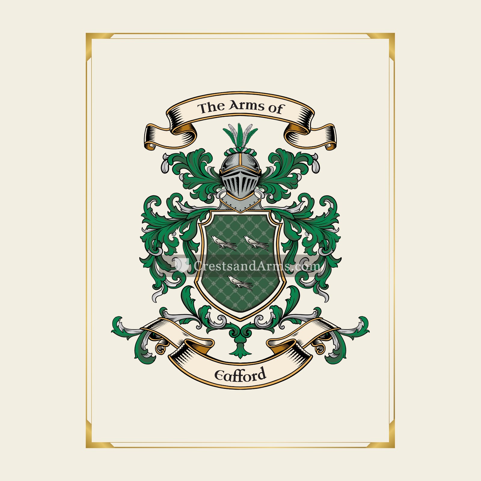 With gold border