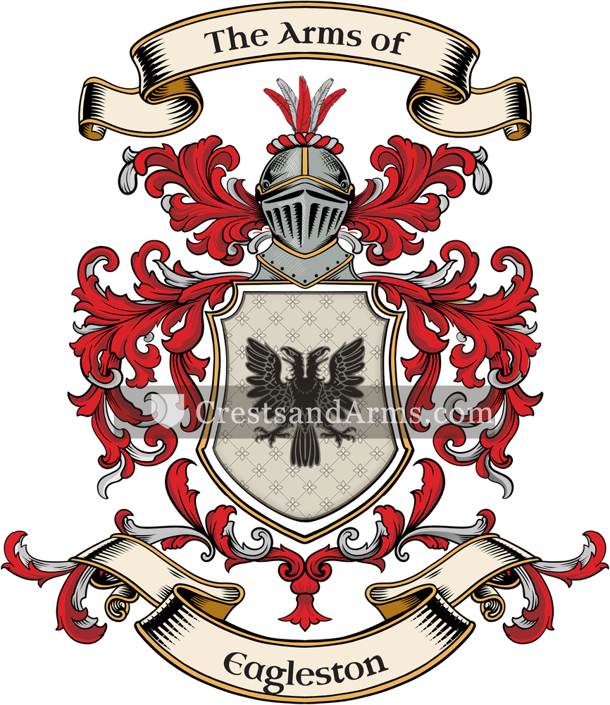 The Eagleston coat of arms, drawn from the recorded blazon