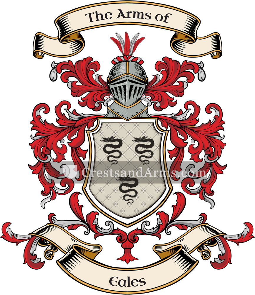The Eales coat of arms, drawn from the recorded blazon