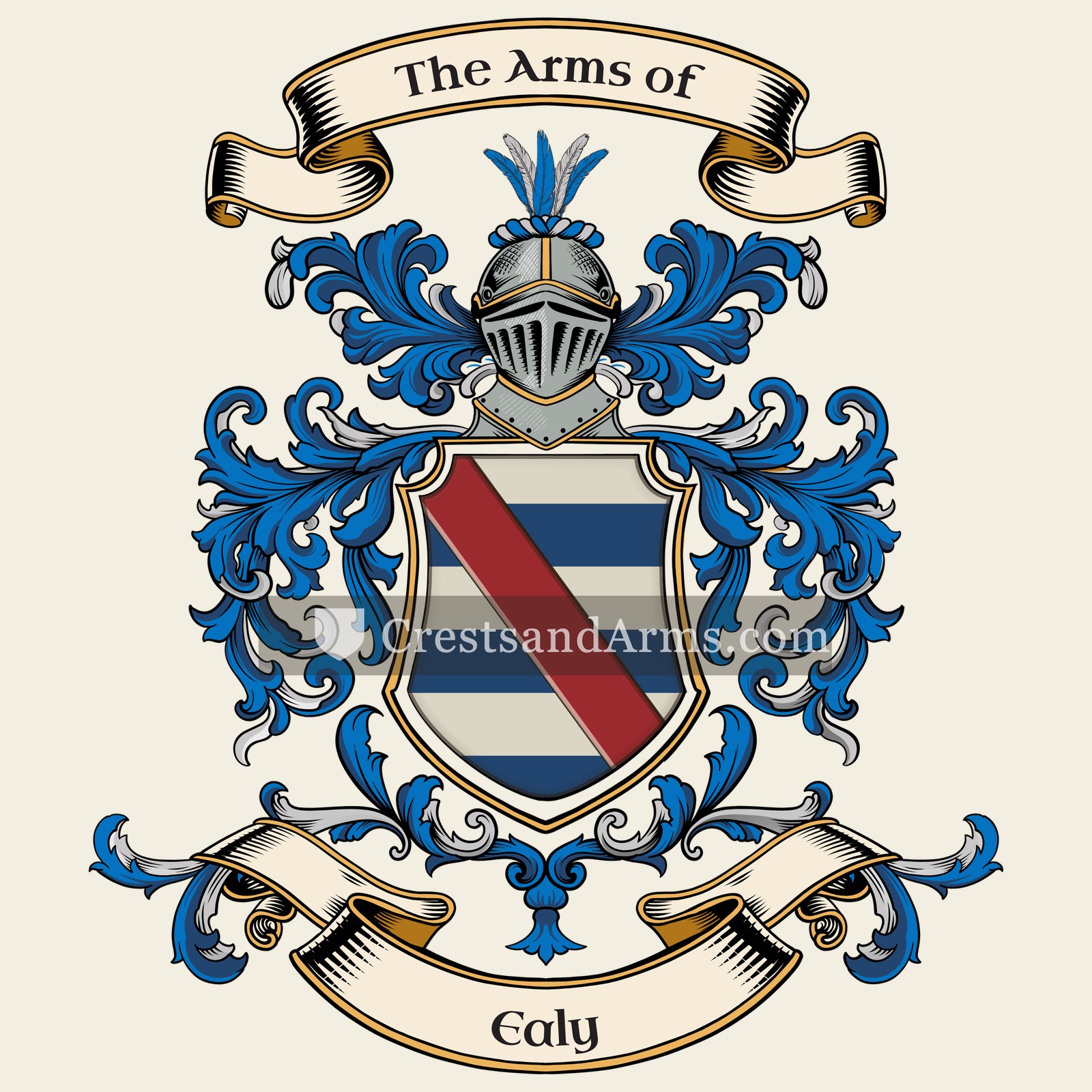 The Ealy coat of arms, drawn from the recorded blazon