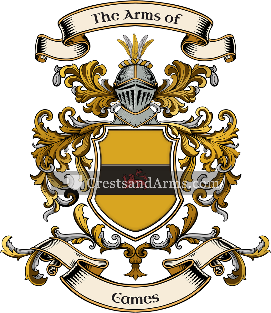 The Eames coat of arms, drawn from the recorded blazon