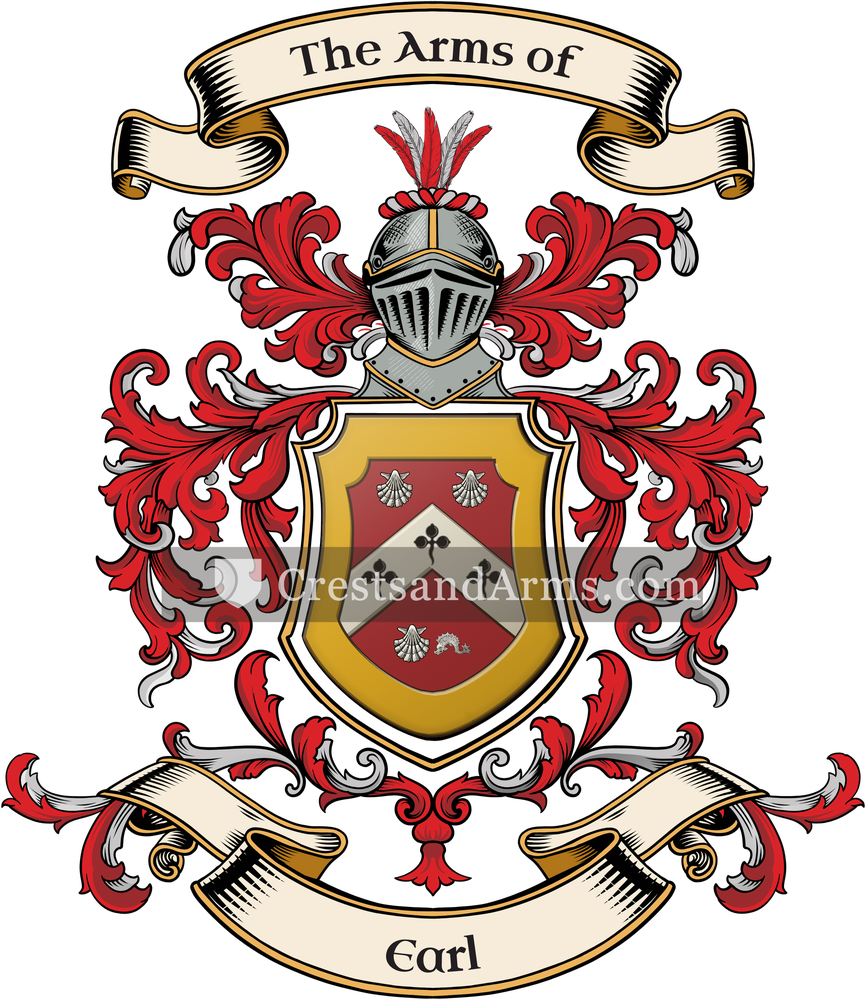 The Earl coat of arms, drawn from the recorded blazon