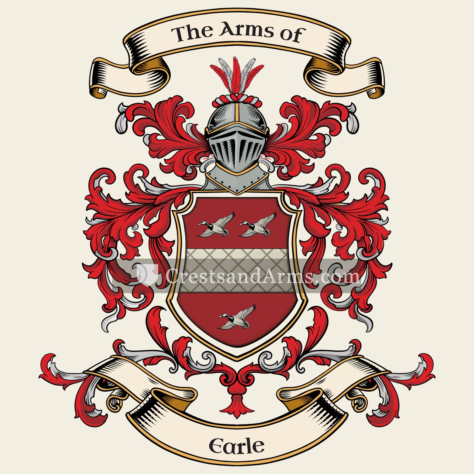 The Earle coat of arms, drawn from the recorded blazon