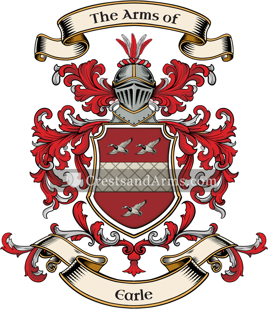 The Earle coat of arms, drawn from the recorded blazon