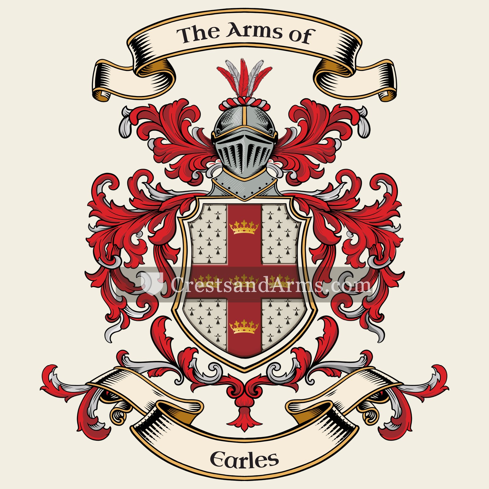 The Earles coat of arms, drawn from the recorded blazon