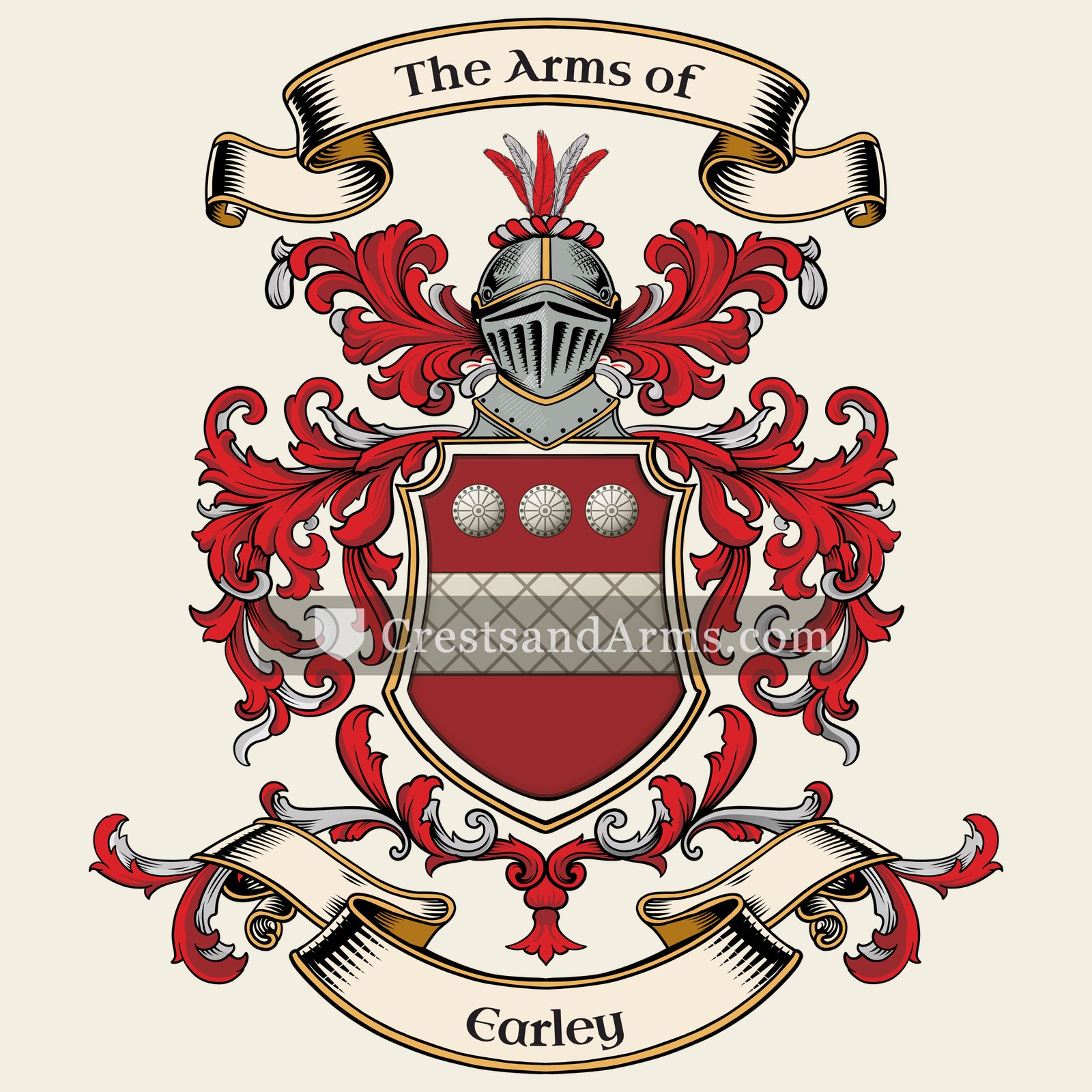 The Earley coat of arms, drawn from the recorded blazon