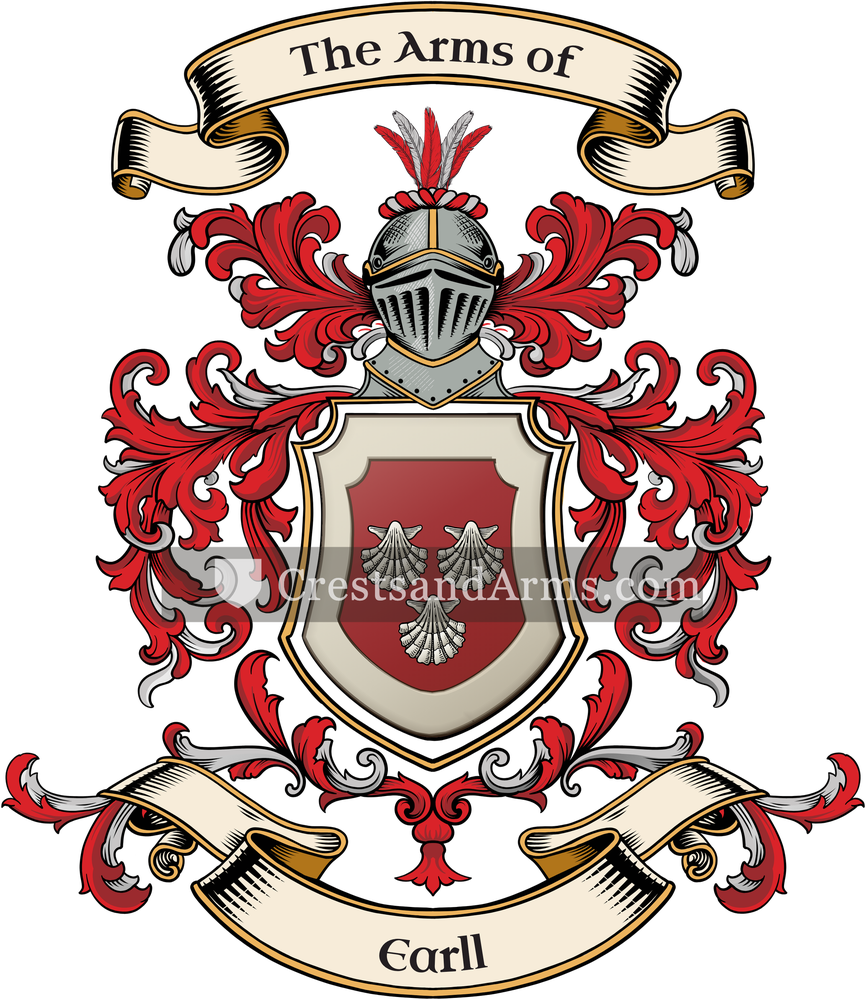 The Earll coat of arms, drawn from the recorded blazon