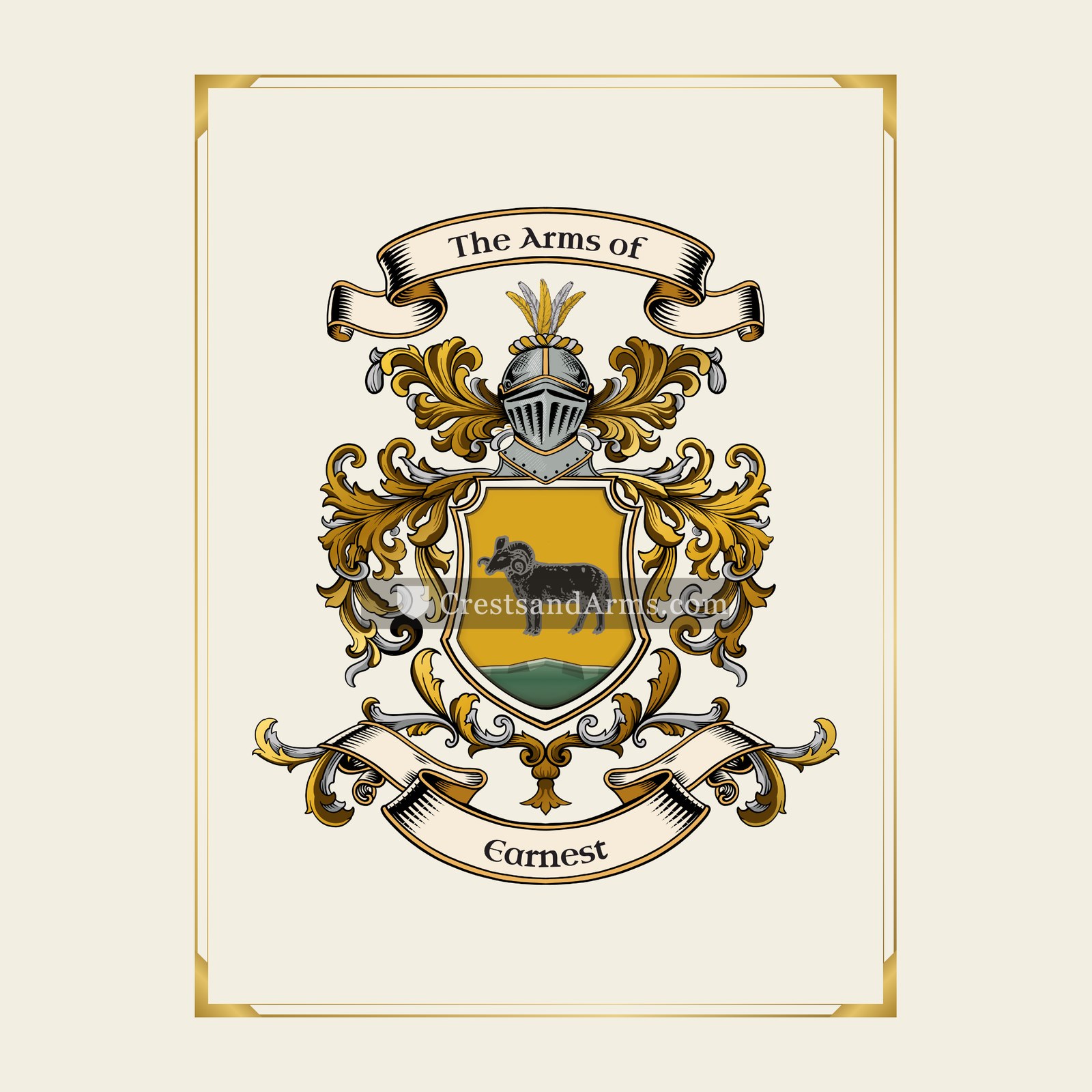 With gold border