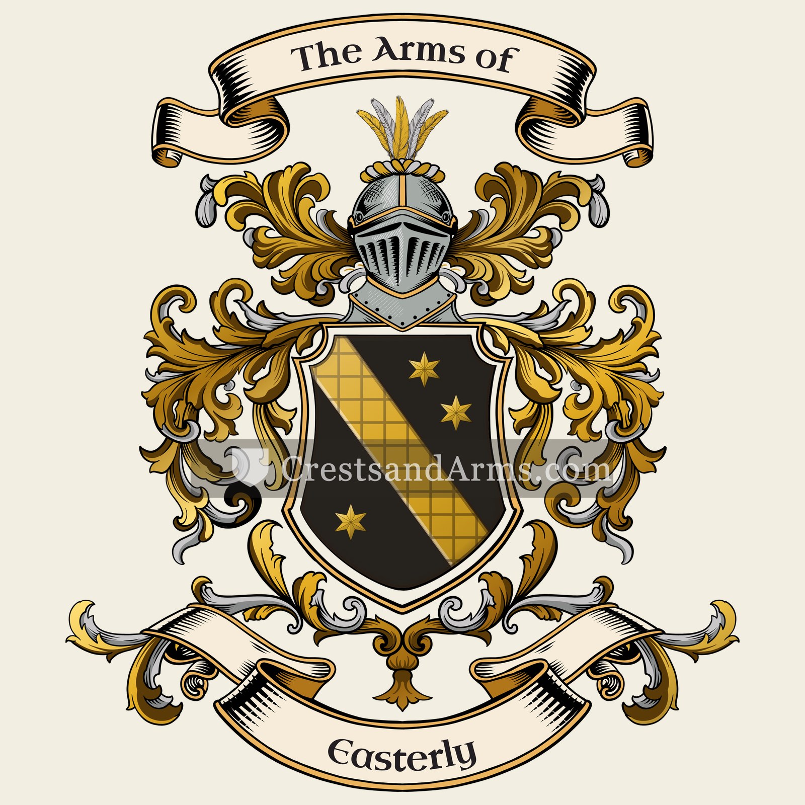 The Easterly coat of arms, drawn from the recorded blazon