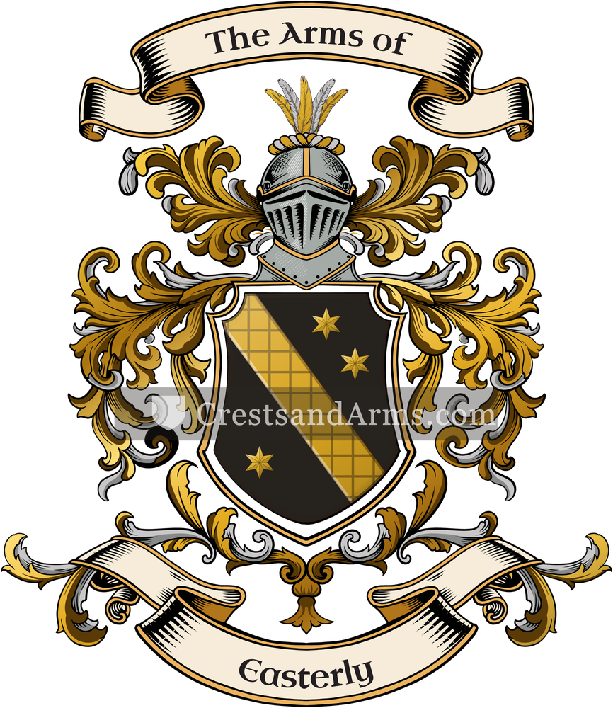 The Easterly coat of arms, drawn from the recorded blazon