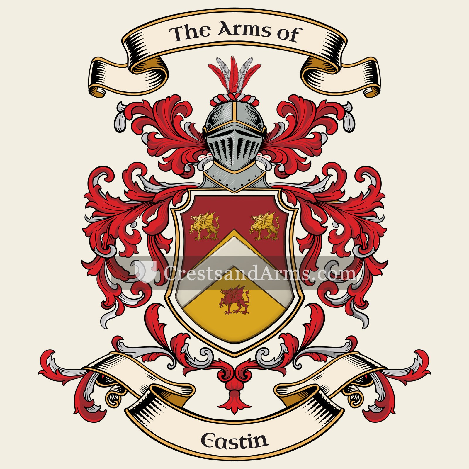 The Eastin coat of arms, drawn from the recorded blazon
