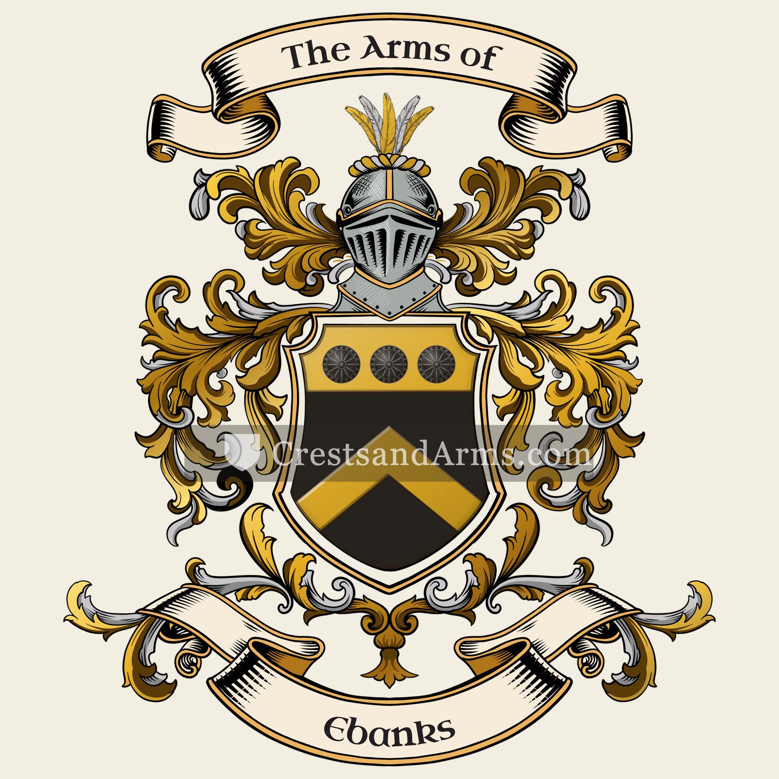 The Ebanks coat of arms, drawn from the recorded blazon