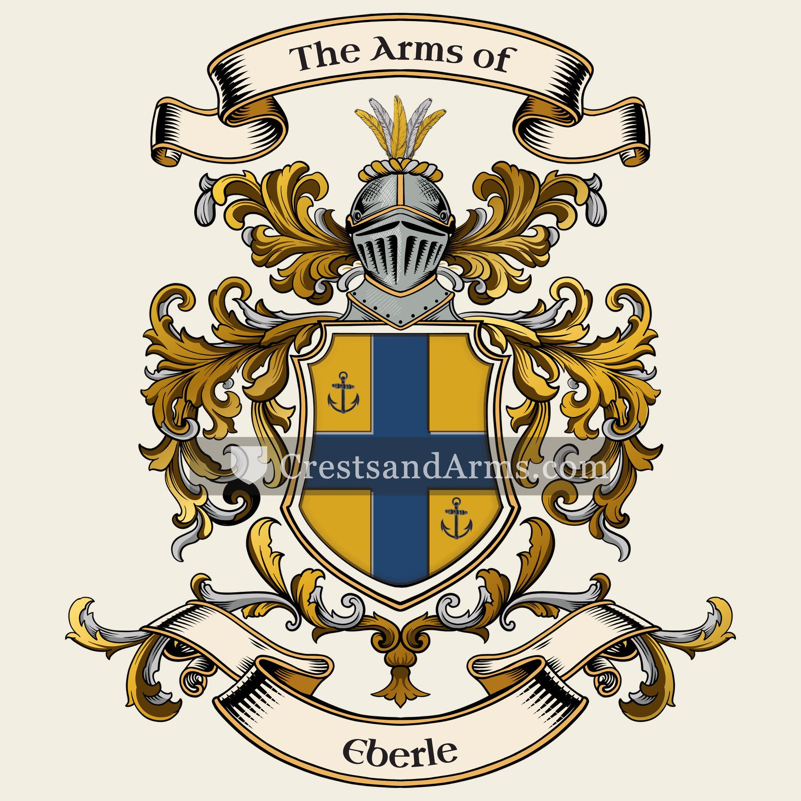 The Eberle coat of arms, drawn from the recorded blazon