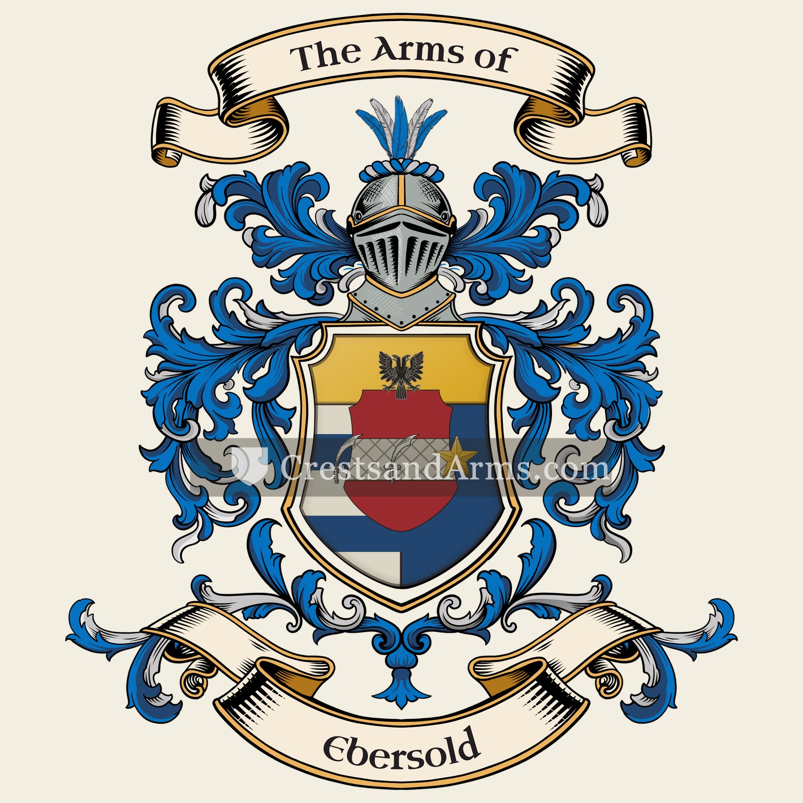 The Ebersold coat of arms, drawn from the recorded blazon