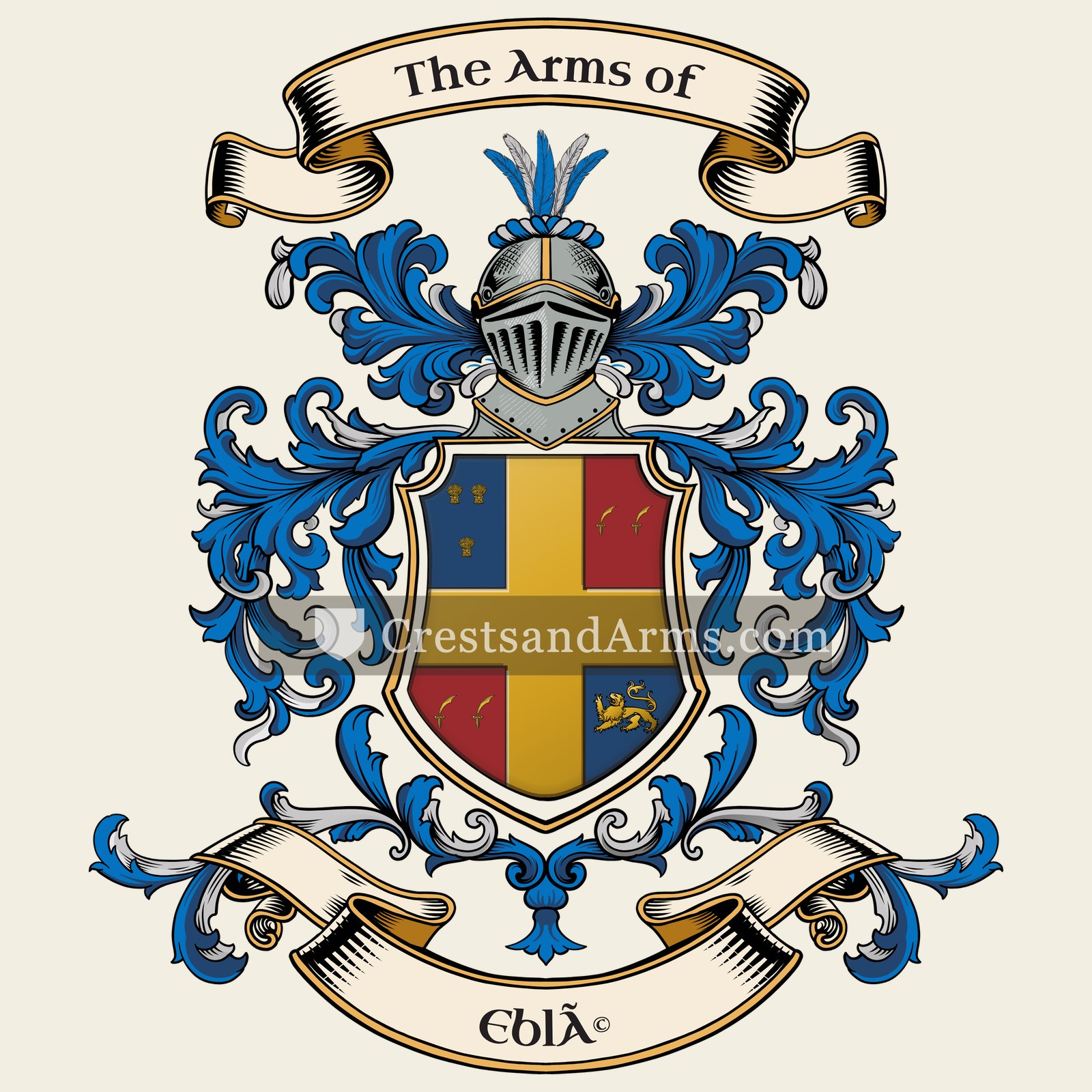The Eblé coat of arms, drawn from the recorded blazon