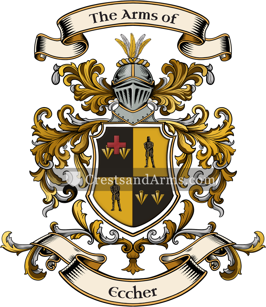 The Eccher coat of arms, drawn from the recorded blazon