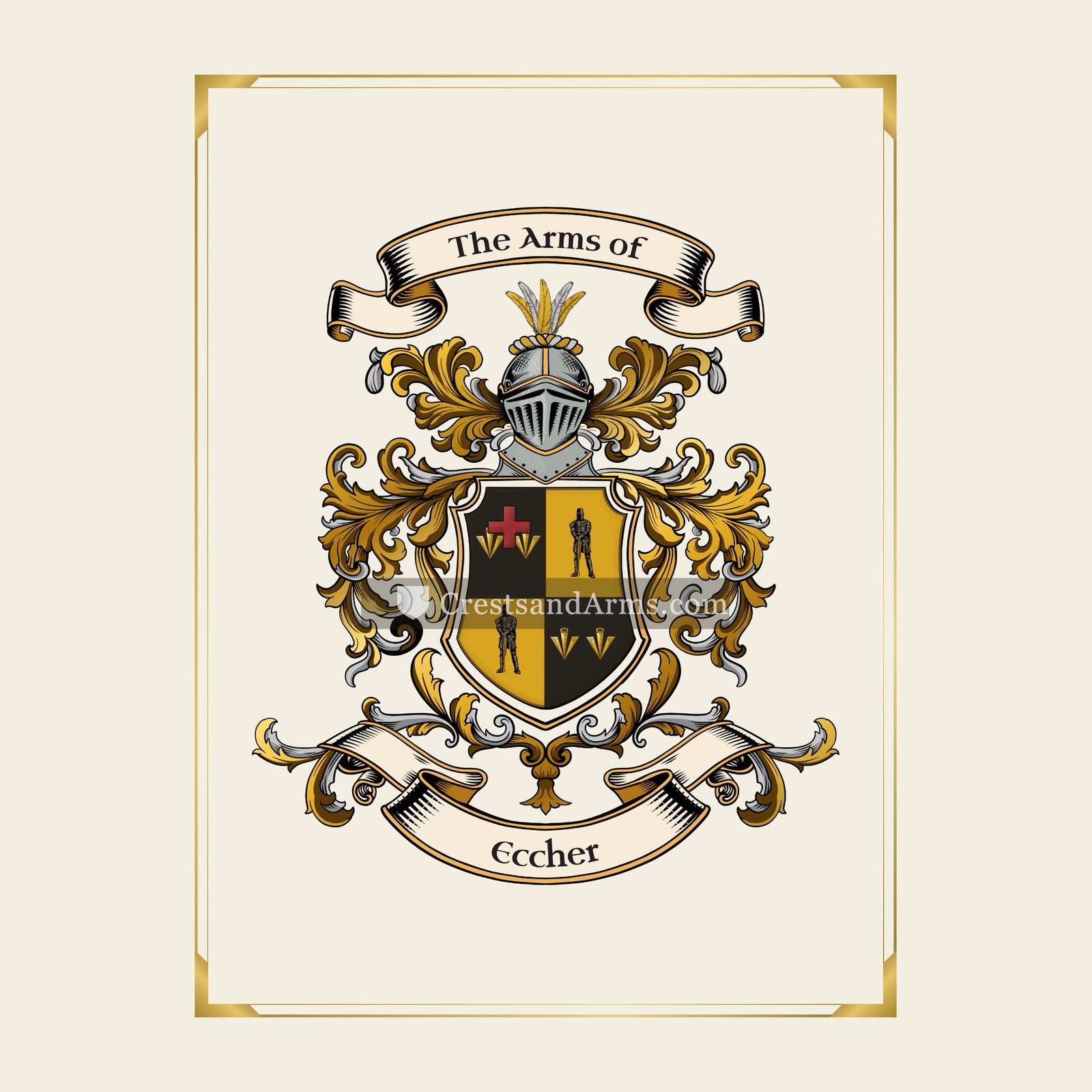 With gold border