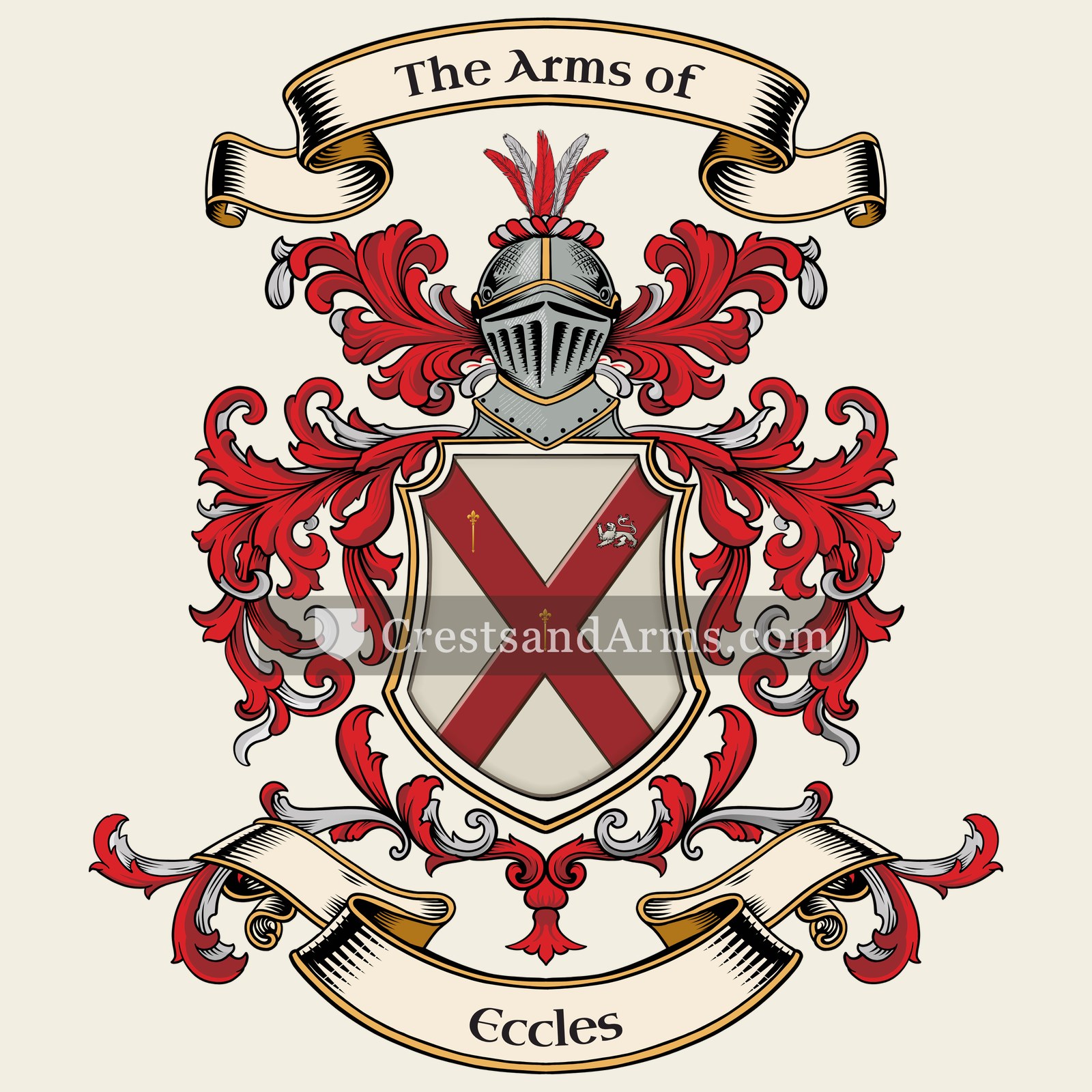 The Eccles coat of arms, drawn from the recorded blazon
