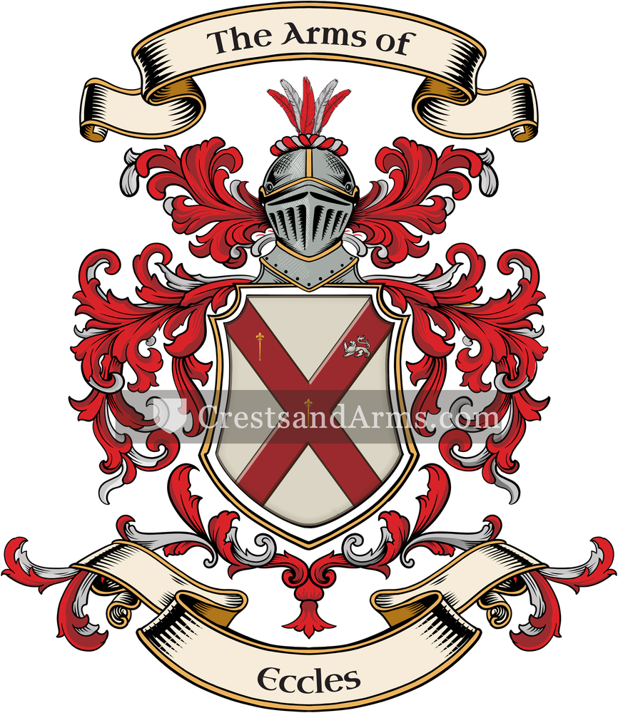 The Eccles coat of arms, drawn from the recorded blazon