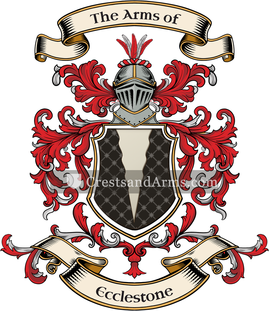 The Ecclestone coat of arms, drawn from the recorded blazon