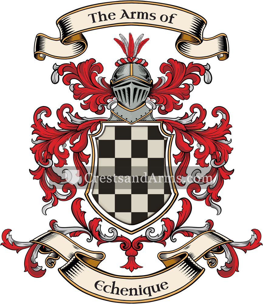 The Echenique coat of arms, drawn from the recorded blazon