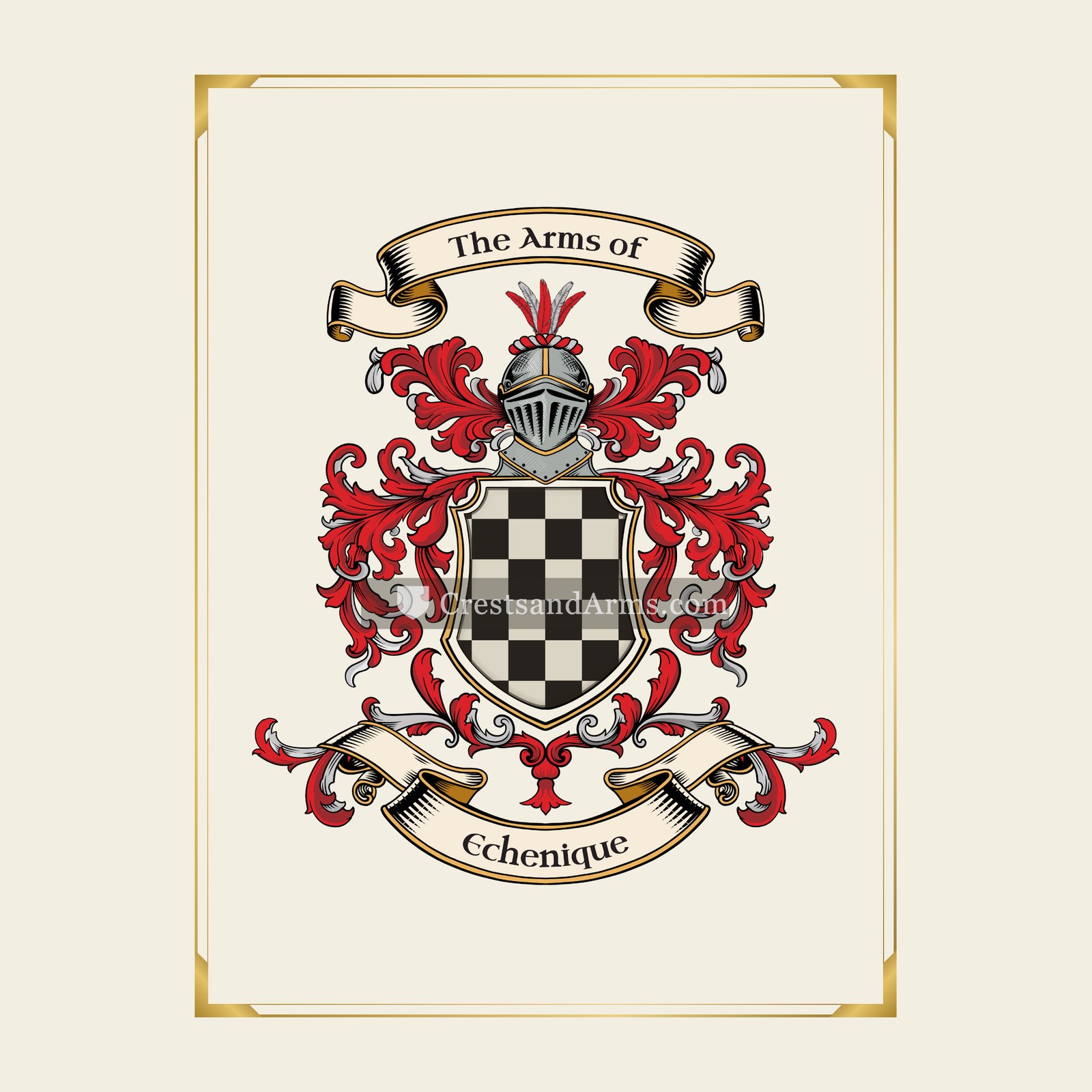 With gold border