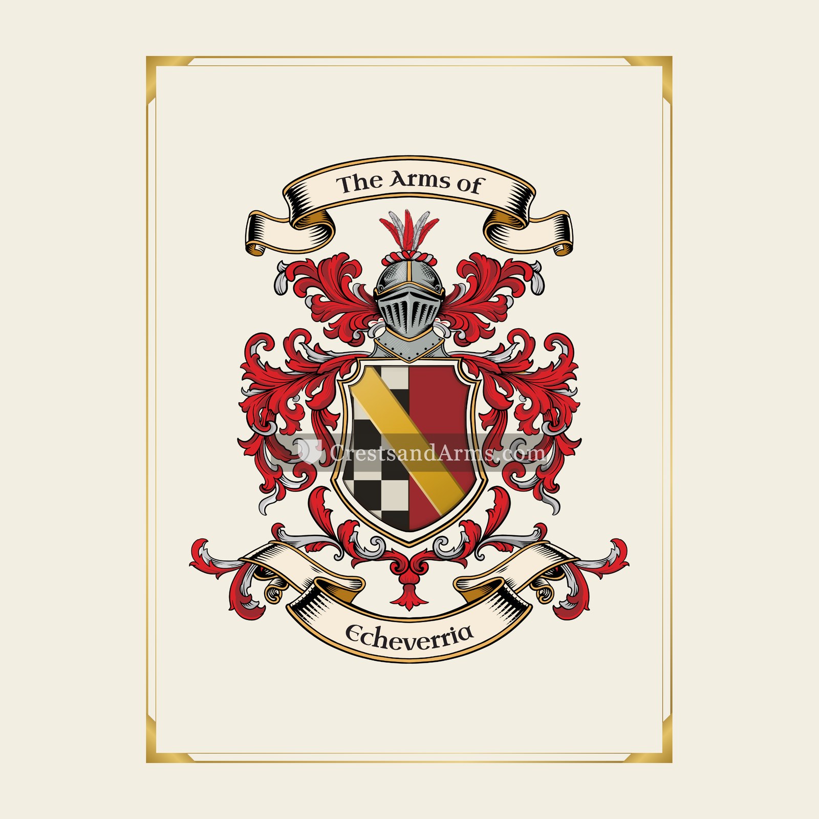 With gold border