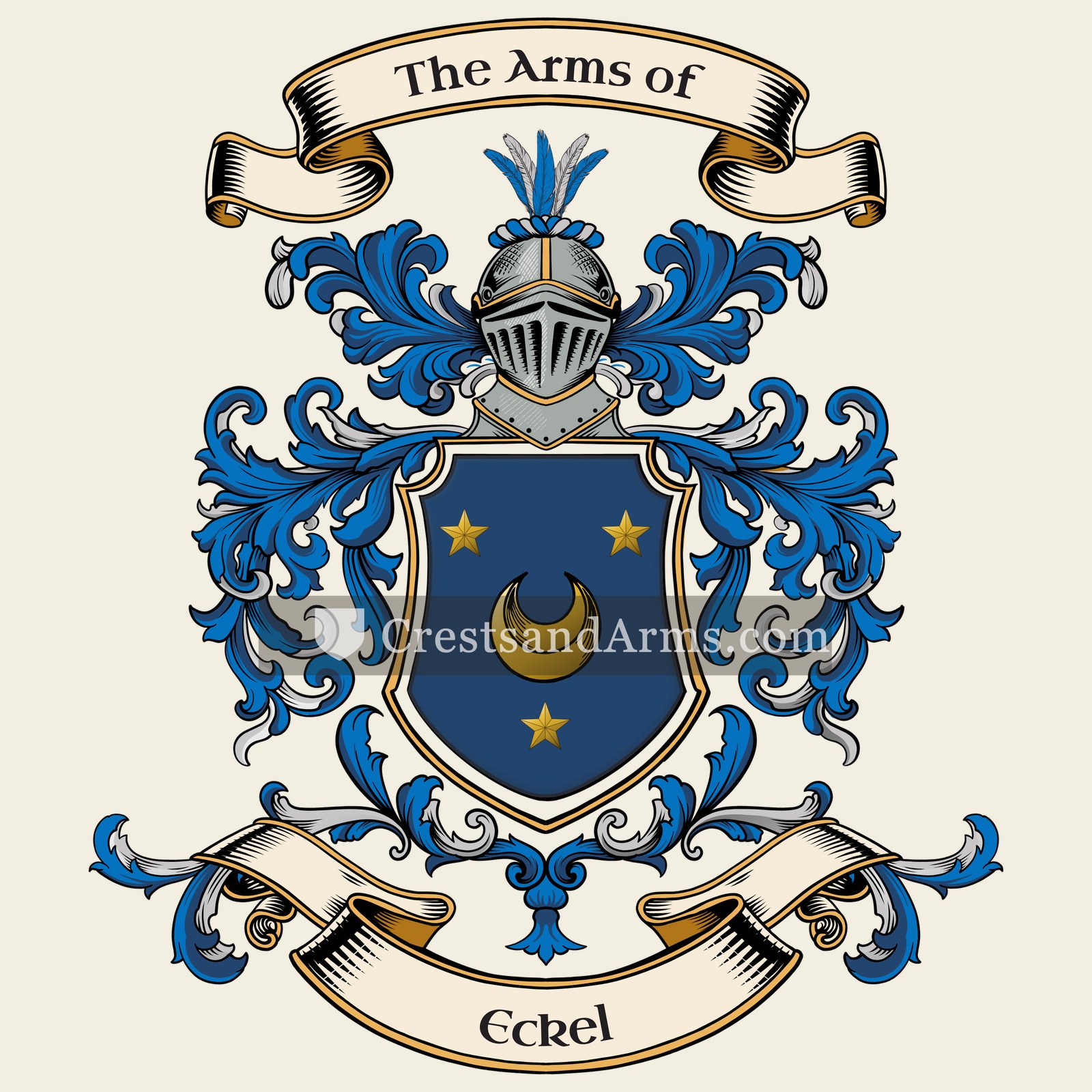 The Eckel coat of arms, drawn from the recorded blazon