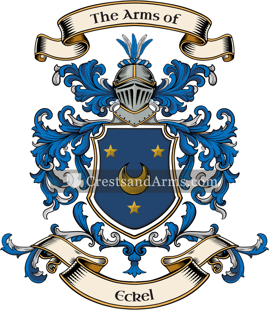 The Eckel coat of arms, drawn from the recorded blazon