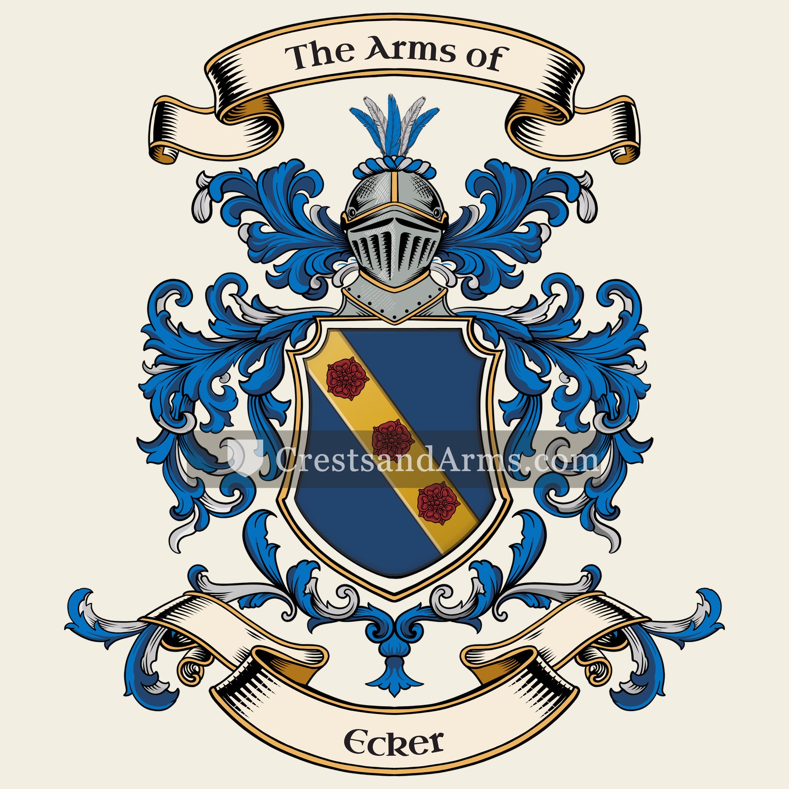 The Ecker coat of arms, drawn from the recorded blazon