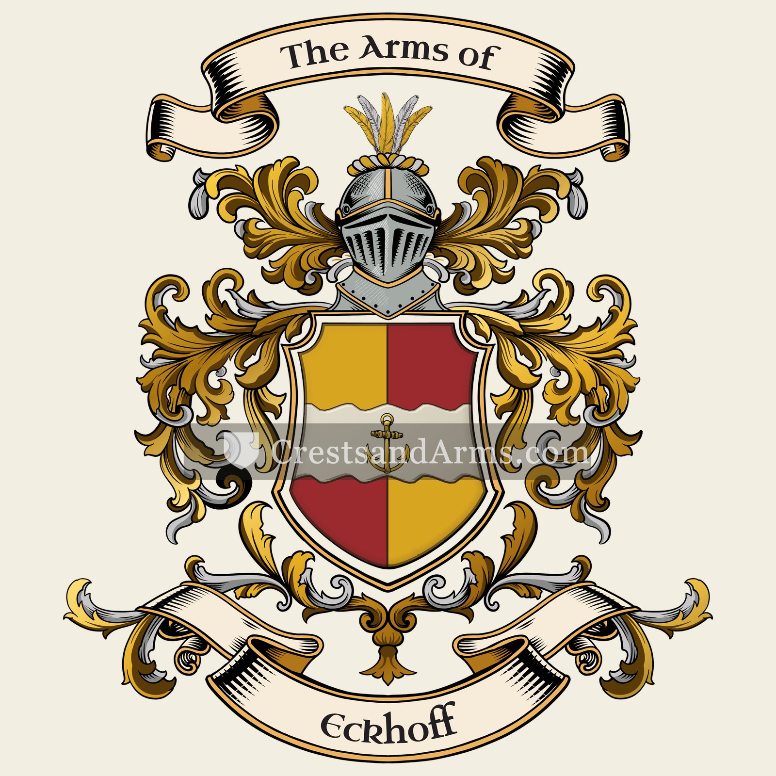 The Eckhoff coat of arms, drawn from the recorded blazon