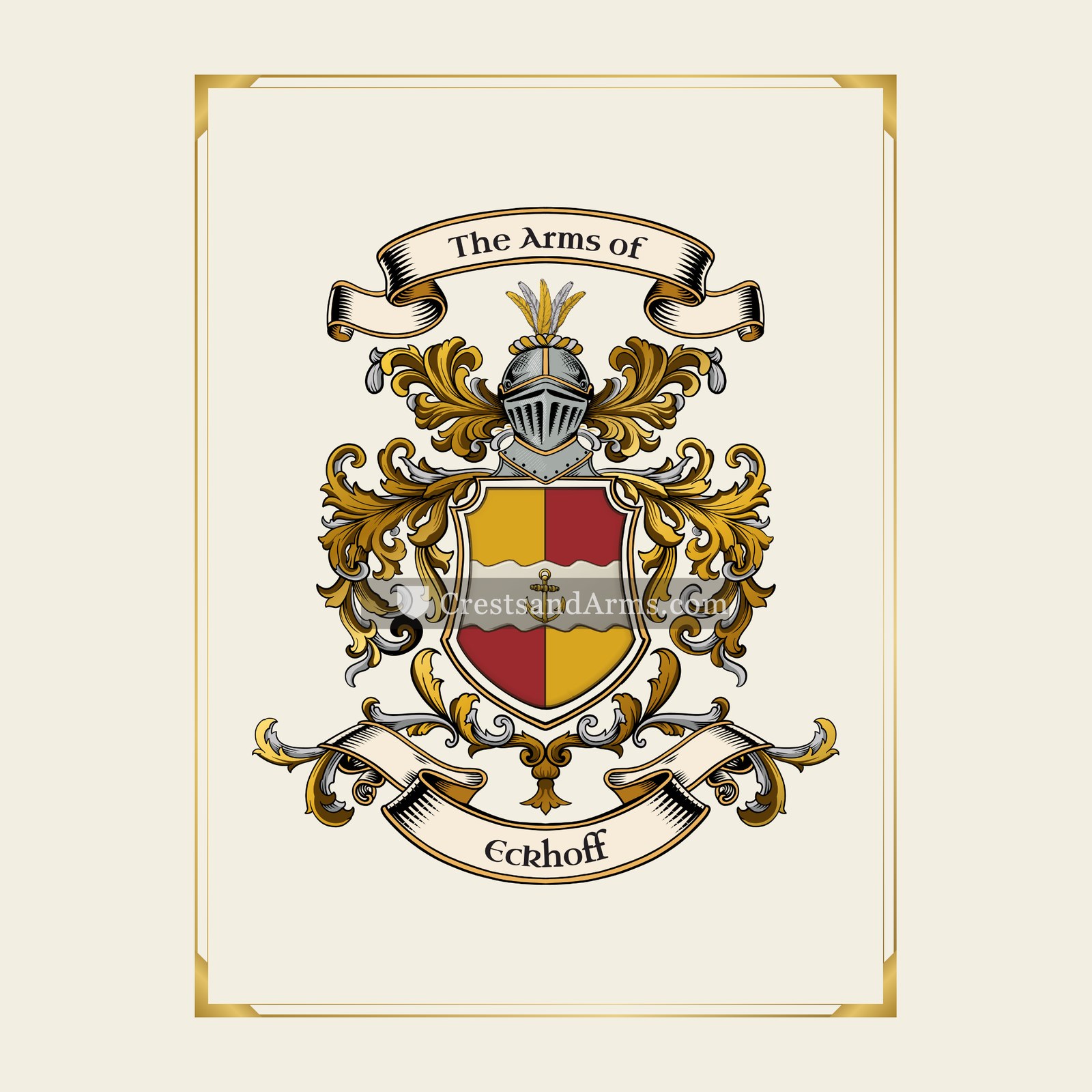 With gold border