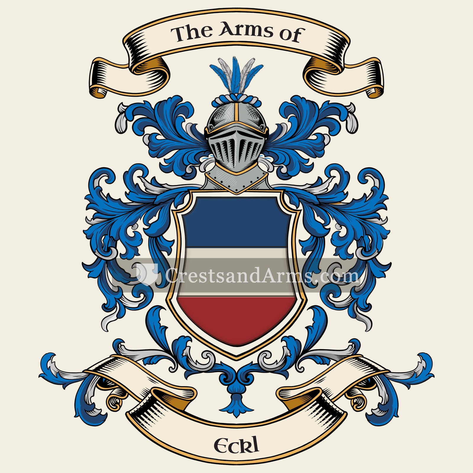 The Eckl coat of arms, drawn from the recorded blazon