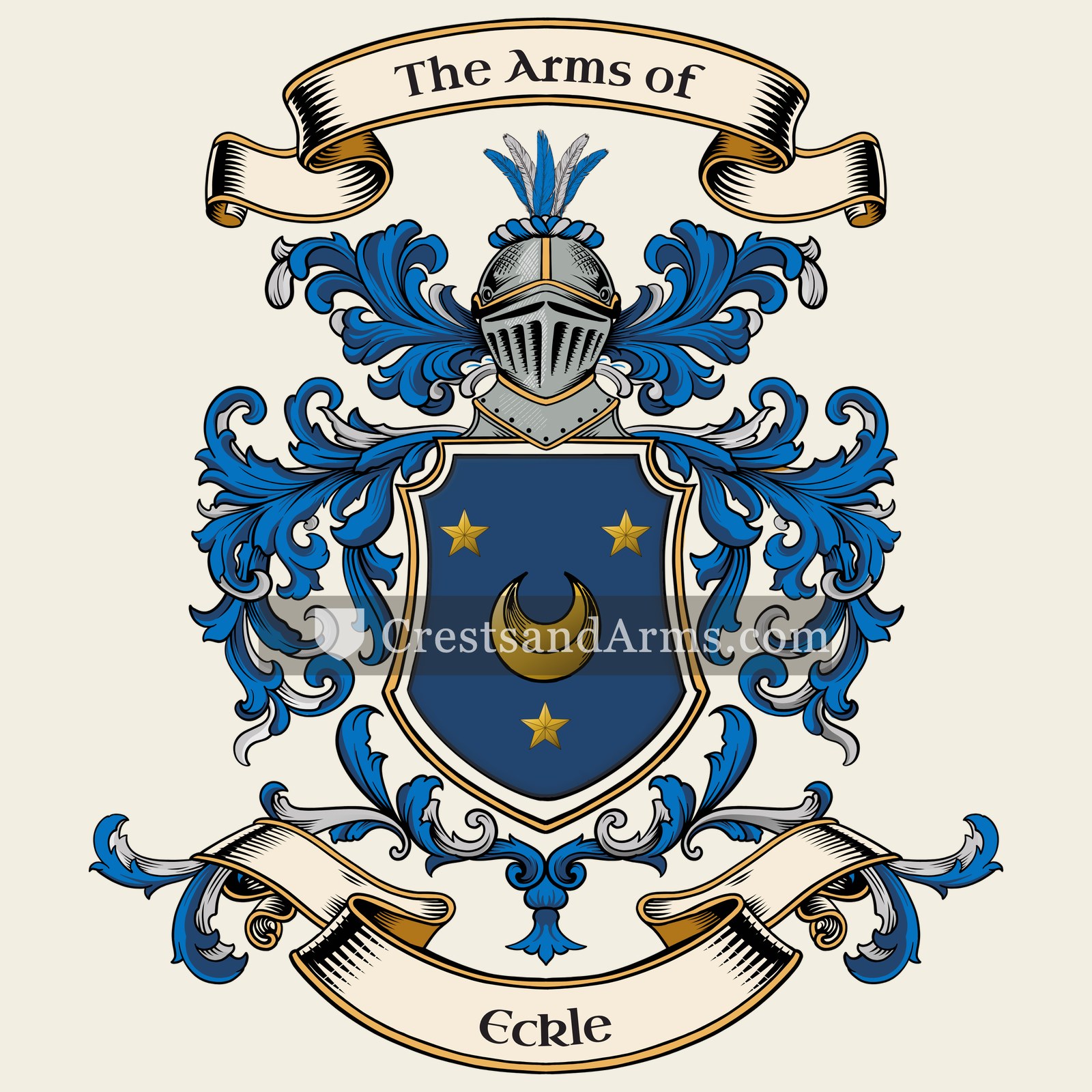 The Eckle coat of arms, drawn from the recorded blazon