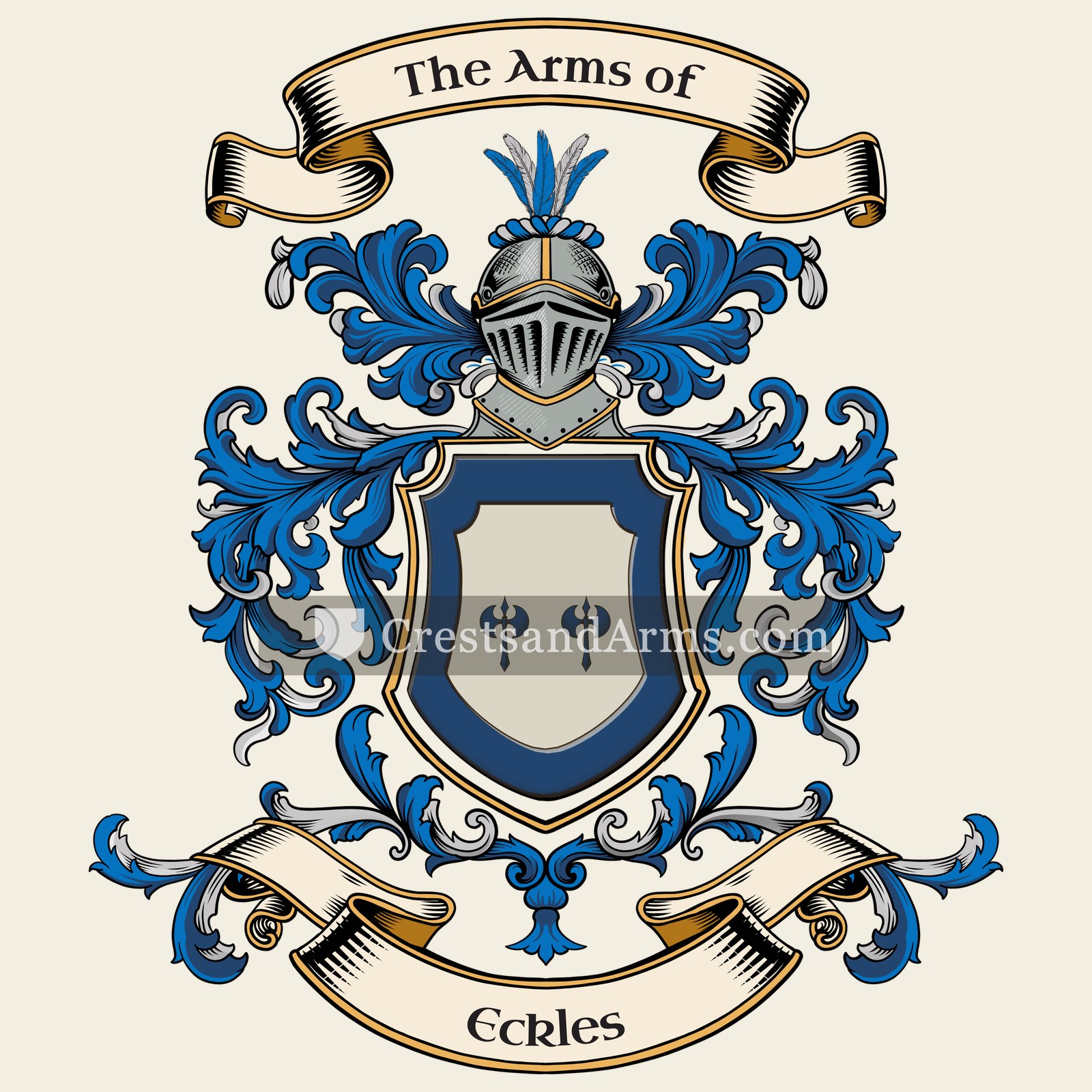 The Eckles coat of arms, drawn from the recorded blazon
