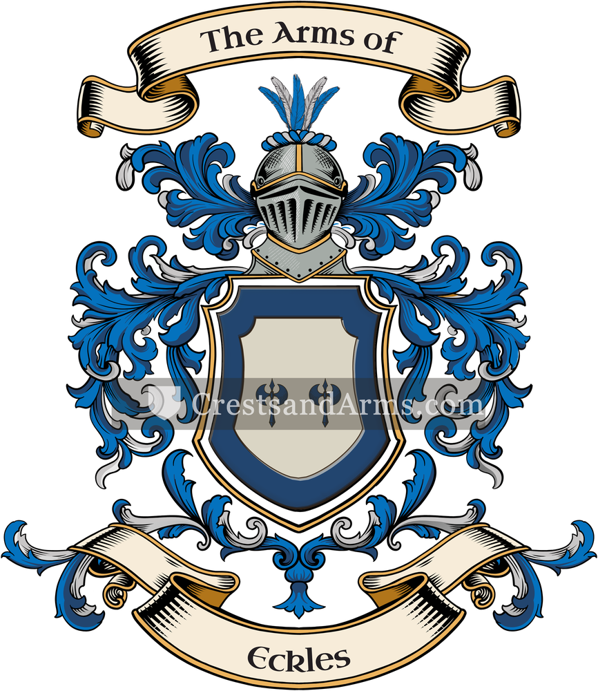 The Eckles coat of arms, drawn from the recorded blazon