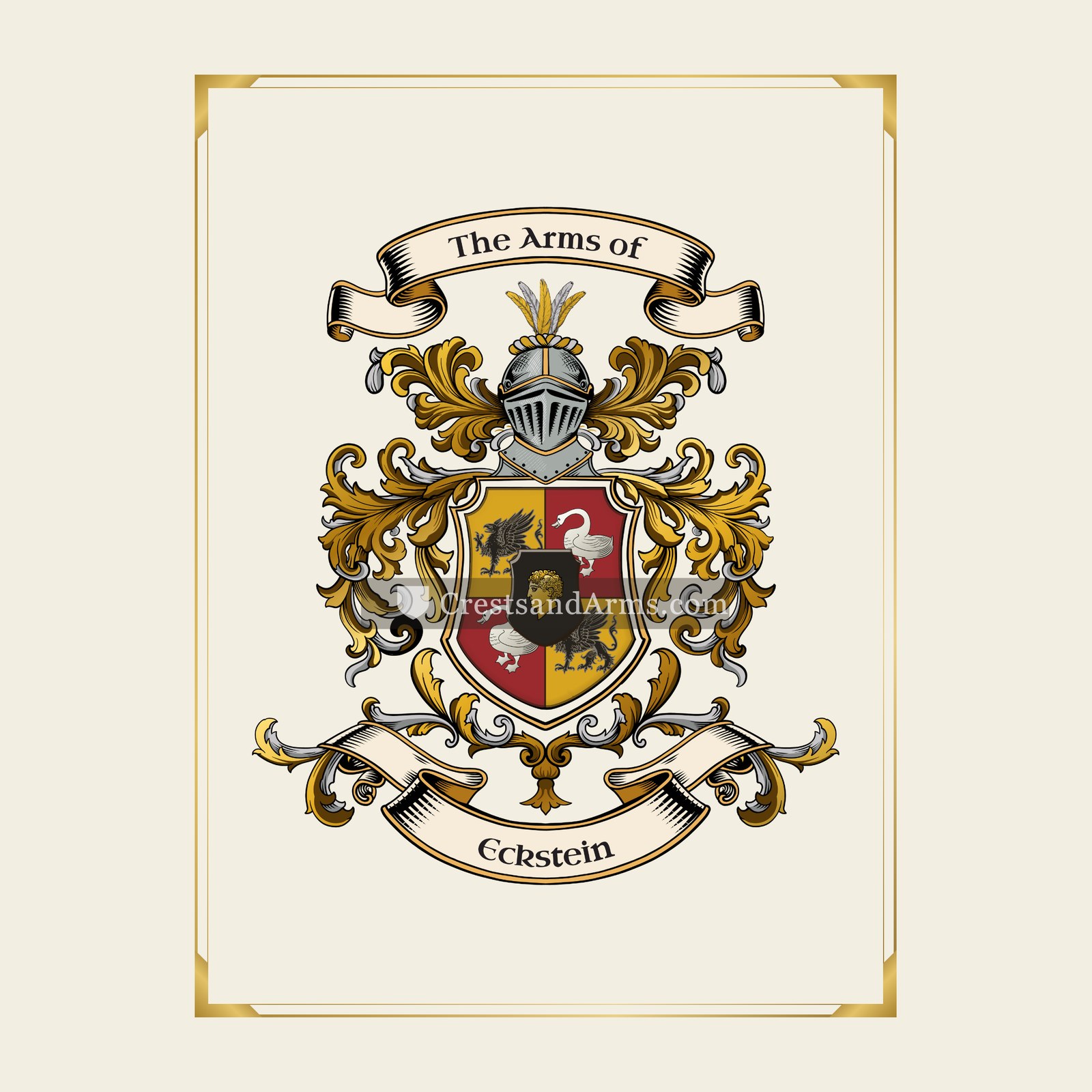 With gold border
