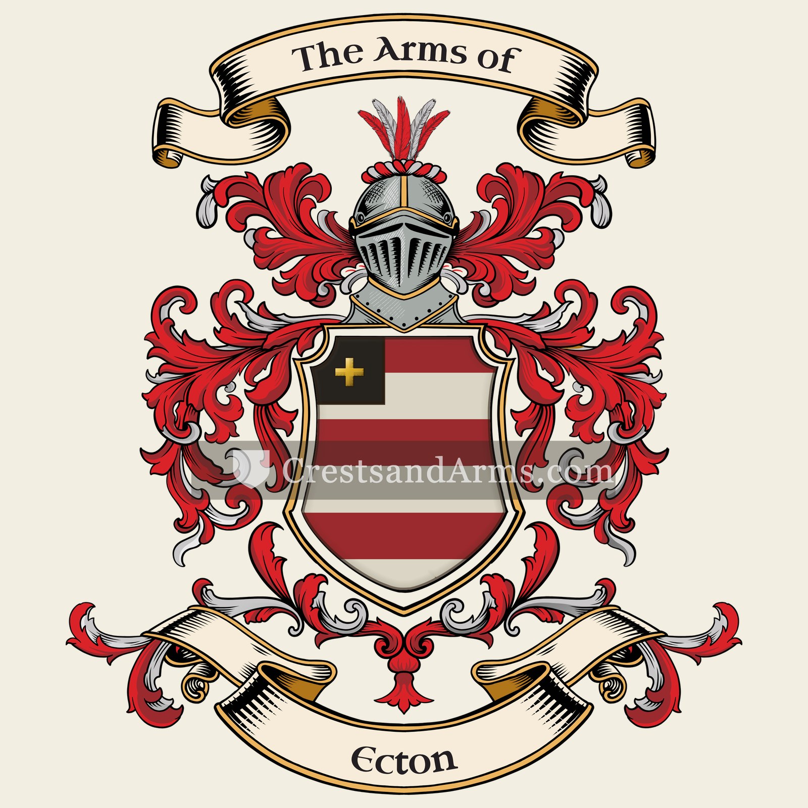 The Ecton coat of arms, drawn from the recorded blazon