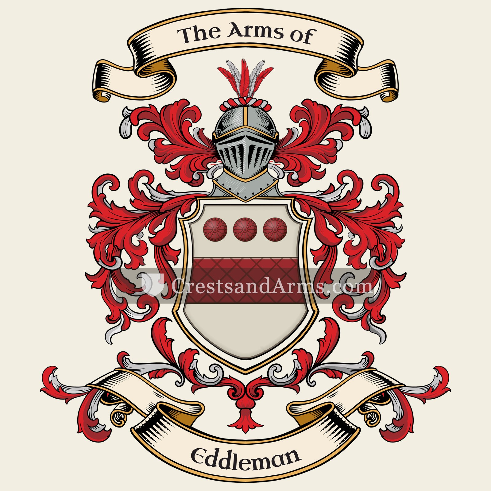 The Eddleman coat of arms, drawn from the recorded blazon