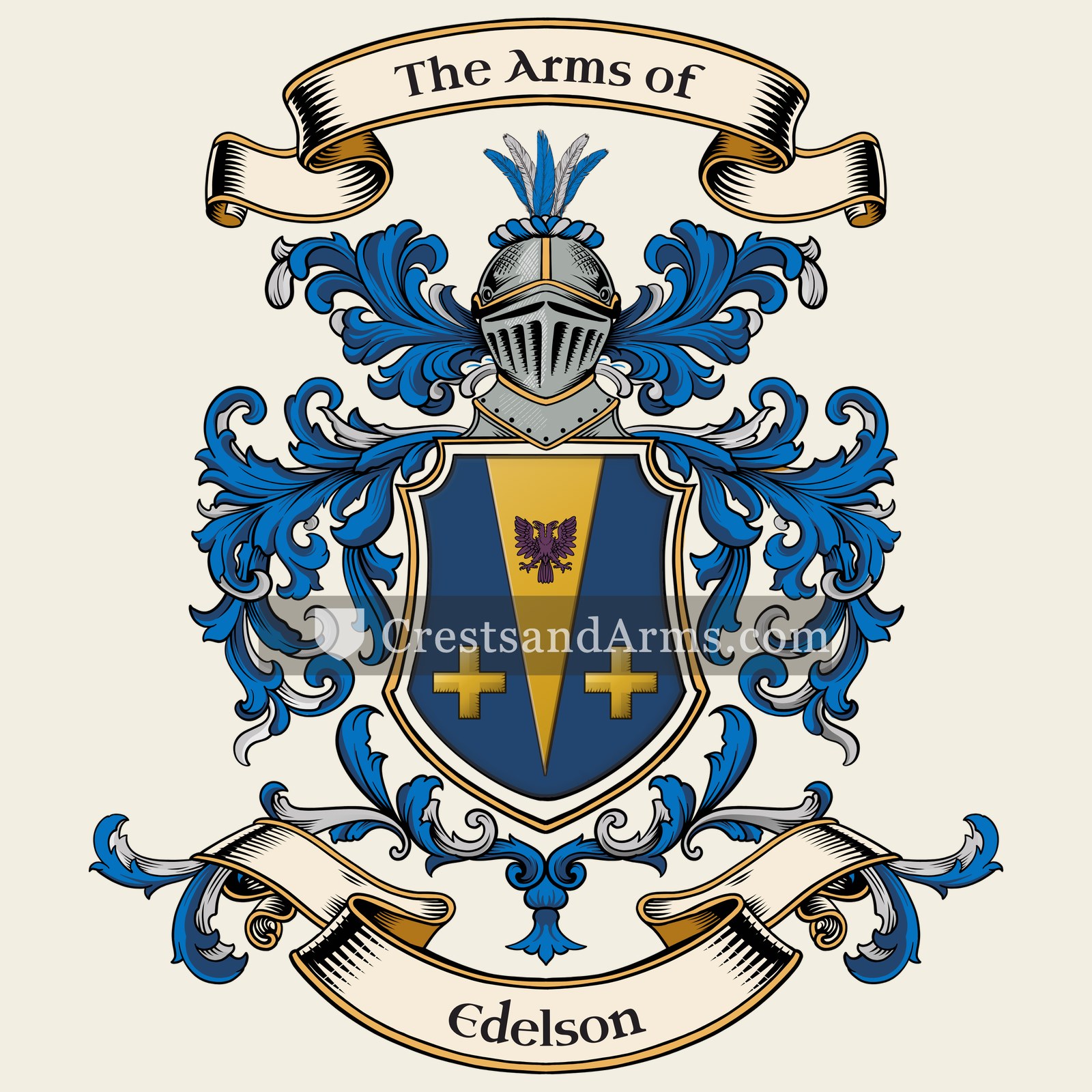 The Edelson coat of arms, drawn from the recorded blazon