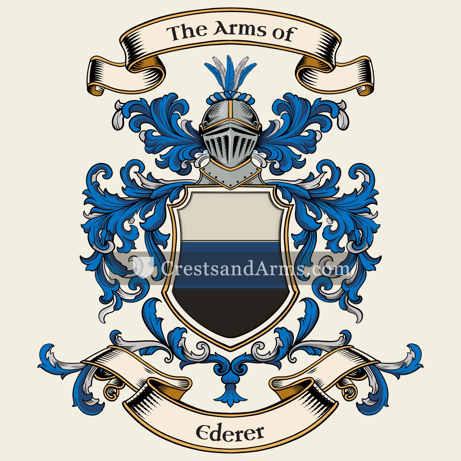 The Ederer coat of arms, drawn from the recorded blazon