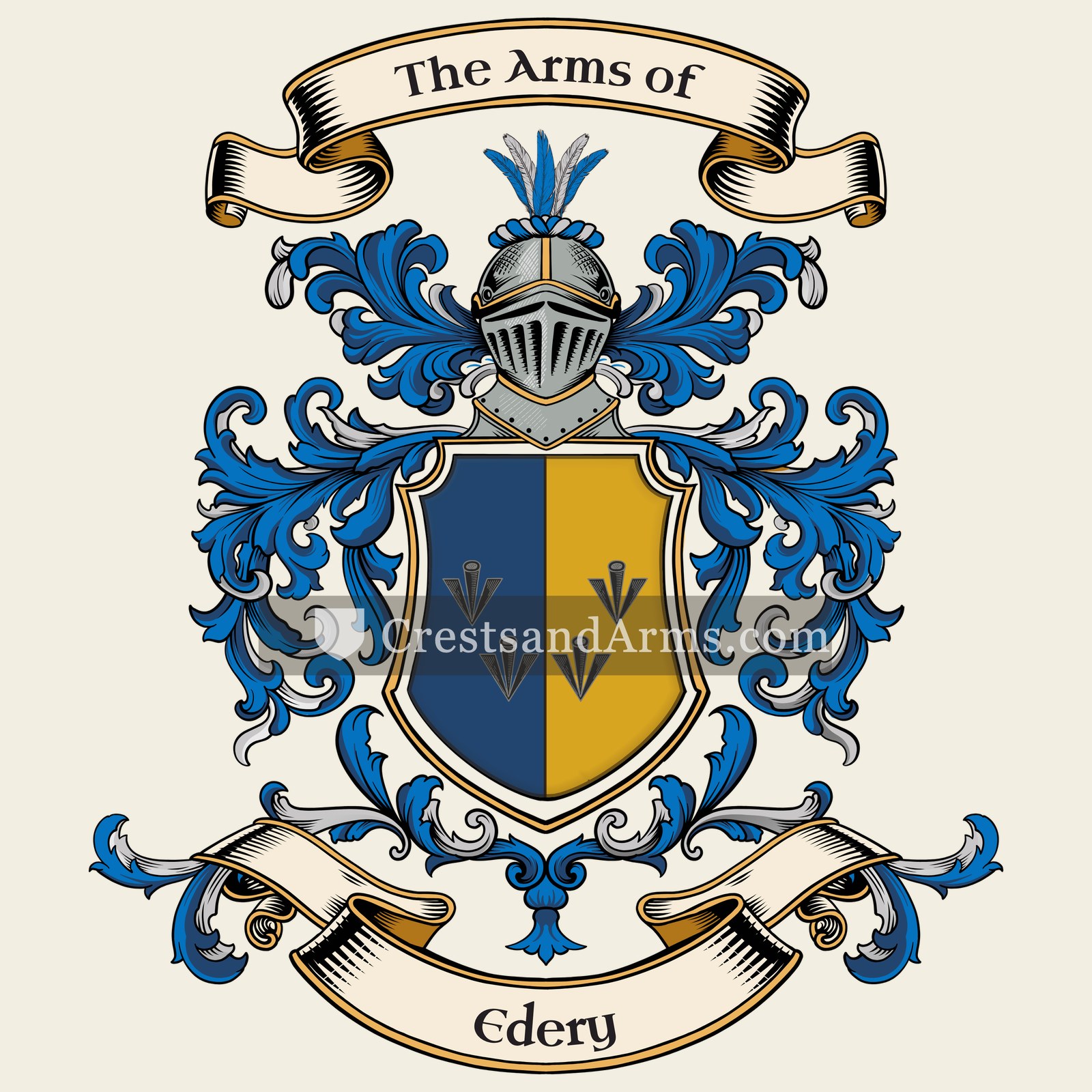 The Edery coat of arms, drawn from the recorded blazon
